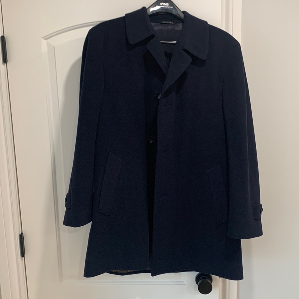 Canali for Bloomingdales Wool Coat Navy Blue 50R